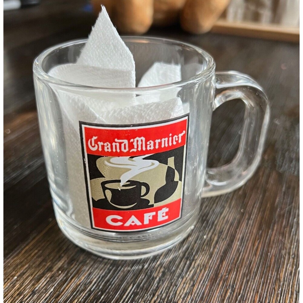 Vintage Grand Marnier Café Cafe Glass Coffee Mug Cup Liqueur Orange Cognac 8 oz